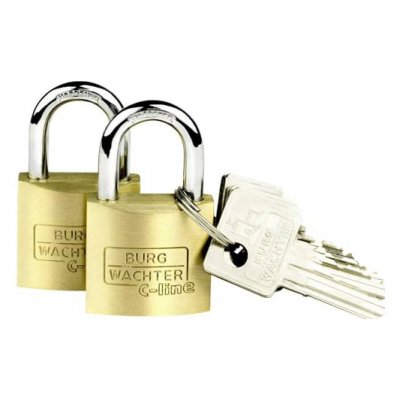 BURG-WÄCHTER Cadenas avec serrure &agrave; cl&eacute; Burg W&auml;chter 2er Set Duo 222 30 SB laiton