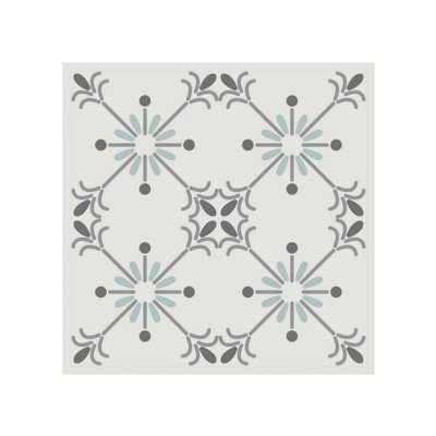 STC Cadoons 6 stickers &agrave; carreaux de ciment Blanc - Gris et Bleu 15 x 15 cm