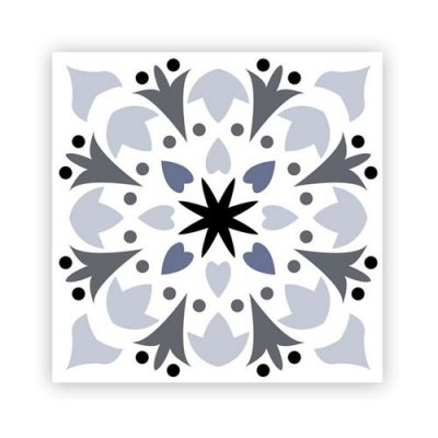 RéTRO Cadoons 6 stickers &agrave; carreaux de ciment gris 15 x 15 cm