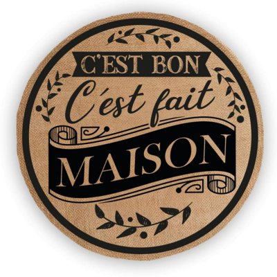 STC Cadoons - Set de table FAIT MAISON rond en toile de jute 38 cm