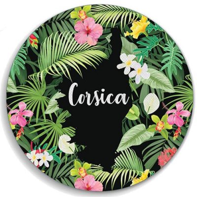  Cadoons Set de table rond PVC tiss&eacute; CORSICA