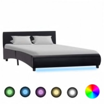 Cadre de lit avec led noir similicuir 140 x 200 cm cadre 2 personnes