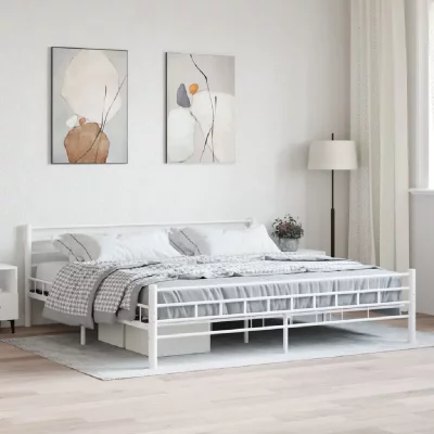Cadre de lit Blanc M&eacute;tal 200 x 200 cm Vidaxl White
