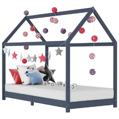 VIDAXL Cadre de lit d'enfant gris bois de pin massif 90 x 200 cm