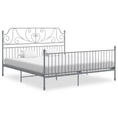 Cadre de lit Gris M&eacute;tal 200x200 cm Vidaxl Gris