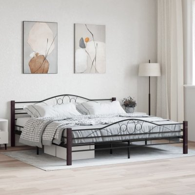 Cadre de lit noir m&eacute;tal 200 x 200 cm cadre 2 personnes