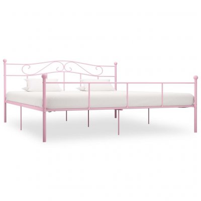 Cadre de lit rose m&eacute;tal 200x200 cm cadre 2 personnes
