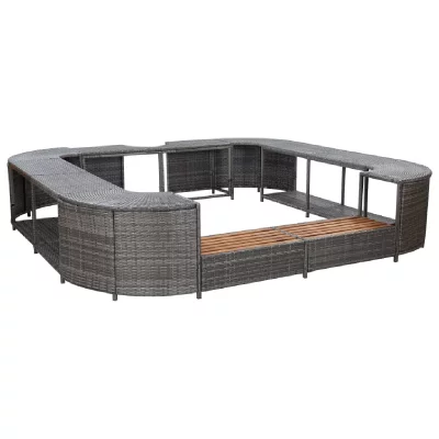 VIDAXL Cadre de spa carr&eacute; gris 268x268x55 cm r&eacute;sine tress&eacute;e