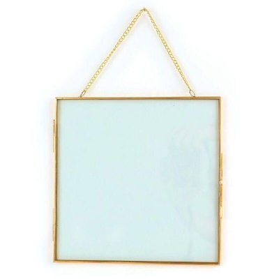 GRAINE CR Cadre en verre vintage - carr&eacute; avec cha&icirc;ne m&eacute;tallique - 20 x 20 cm