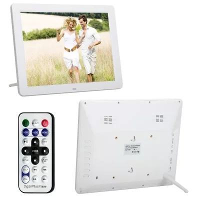 YONIS Cadre Photo Num&eacute;rique 12 Pouces Tft LCD Lecteur Musique R&eacute;veil Calendrier Blanc 