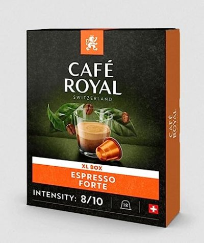CAFé ROYAL Caf&eacute; Capsules Compatibles Nespresso Espresso Forte N&deg;8 Cafe Royal - La Boite De 18 Capsules