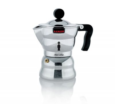 ALESSI Cafeti&egrave;re argent&eacute;e en aluminium Louis  Gris 