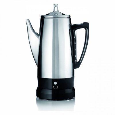 C3 SCANDINAVIAN LIFESTYLE Cafeti&egrave;re Basic percolateur eco pour 2-6 Tasses Argent