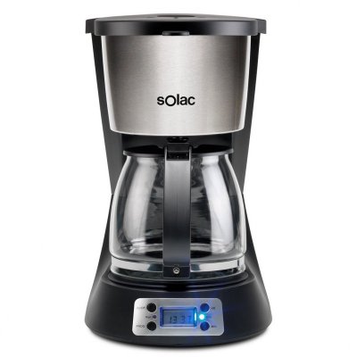 SOLAC Cafetiere CF4031 S92011300 1000W 1.5L Filtre Amovible Programmable Arr&ecirc;t Automatique Inox