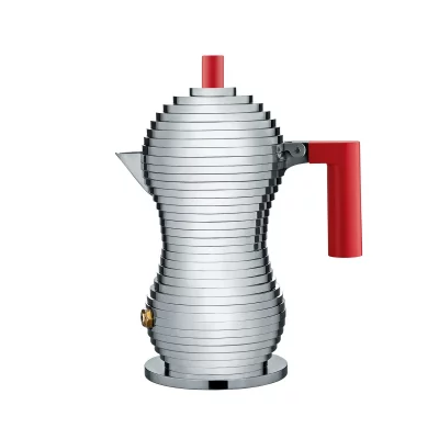 ALESSI Cafeti&egrave;re espresso PULCINA en fonte d'aluminium rouge 15 cl 