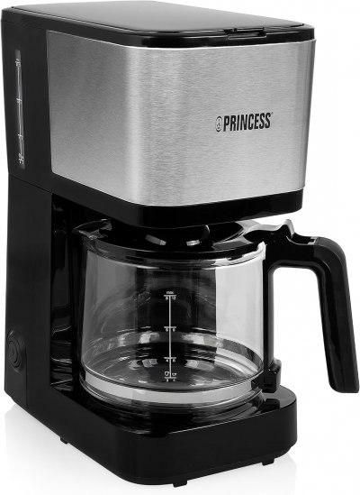 PRINCESS Cafeti&egrave;re Filtre 1,25 L Noir Mat & Inox Bross&eacute;