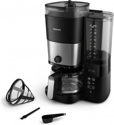 PHILIPS Cafeti&egrave;re filtre 1,25 L programmable avec broyeur int&eacute;gr&eacute;