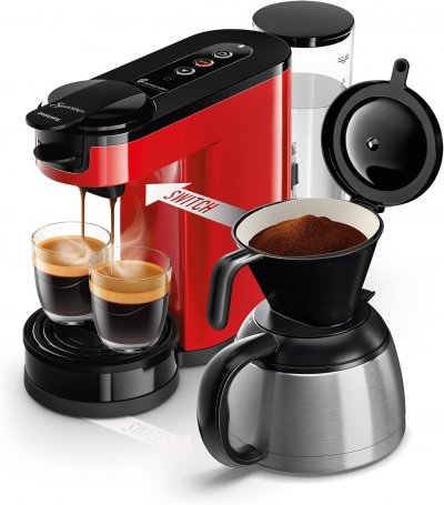 PHILIPS Cafeti&egrave;re filtre 1 L rouge avec verseuse isotherme