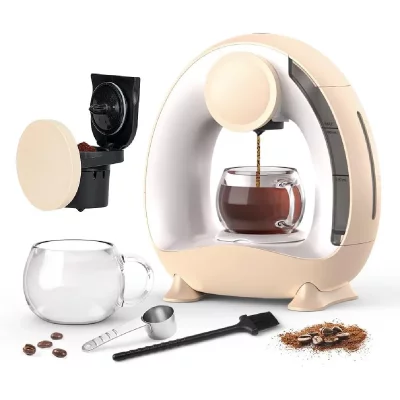 VENDOS85 Cafeti&egrave;re Mini Monoservice 240 ml Champagne
