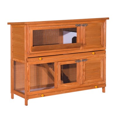 PAWHUT Cage a lapin poulailler clapier en bois