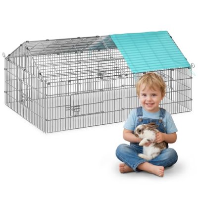 CADOCA Cage &agrave; lapins et rongeurs 180x75x75cm vert