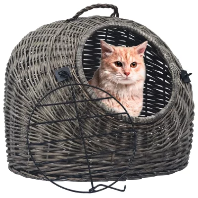 VIDAXL Cage de transport pour chats Gris 50x42x40 cm Saule naturel  Gris
