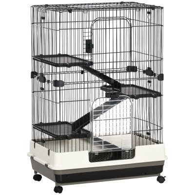 PAWHUT Cage pour cochons d'Inde chin 81x52x110cm Noir