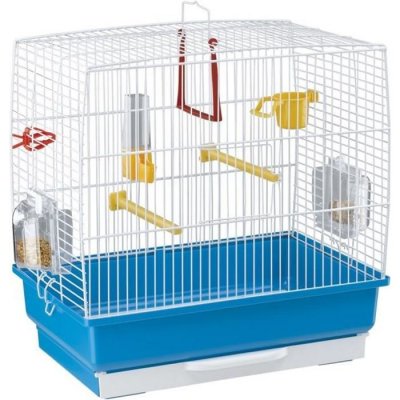 FERPLAST Cage pour oiseaux - REKORD 2 - Canaris - Bleu - Petit - A monter soi-m&ecirc;me - Int&eacute;rieur