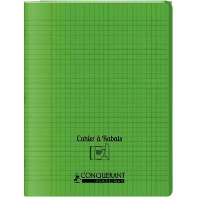 CONQUERANT Cahier &agrave; rabats 24x32-48 pages - S&eacute;y&egrave;s - Polypro vert