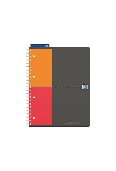 OXFORD Cahier &agrave; spirales  manager book a4+ - 23 x 29,7 cm - 160 pages - gris - 