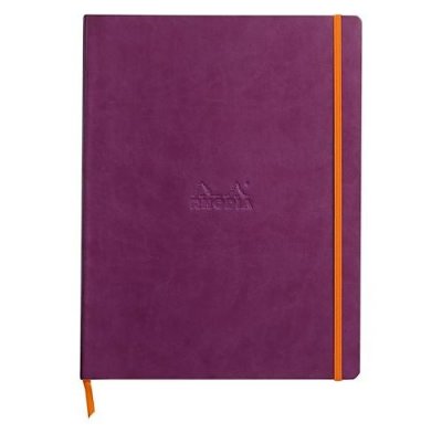  Cahier broch&eacute; Rhodiarama - A4+ 29,8 x 22,5 cm - blanc lign&eacute; - 160 pages - violet