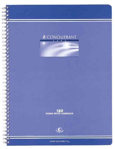 CONQUERANT Cahier Conqu&eacute;rant 7 - 21 x 29,7cm - grands carreaux - 180 pages - 70 g
