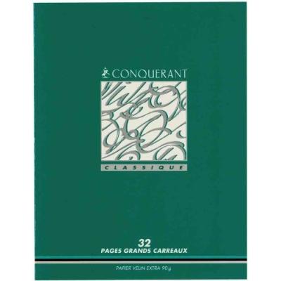 CONQUERANT Cahier Conqu&eacute;rant - Piq&ucirc;re 17x22 cm - 96 pages - grands carreaux