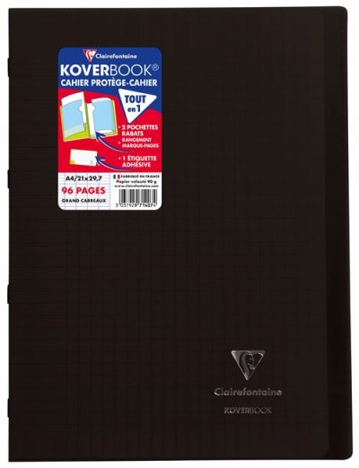 CLAIREFONTAINE Cahier de 96 pages A4 Sey&egrave;s  Koverbook 21 x 29,7 cm Gris