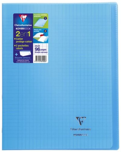 CLAIREFONTAINE Cahier de 96 pages A5 Sey&egrave;s  Koverbook 24 x 32 cm Bleu