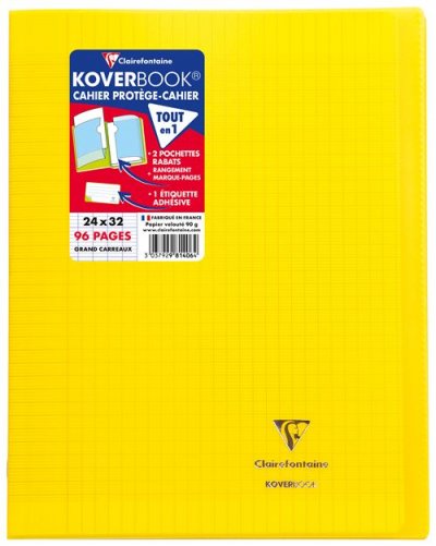 CLAIREFONTAINE Cahier de 96 pages Sey&egrave;s  Koverbook 24 x 32 cm Jaune