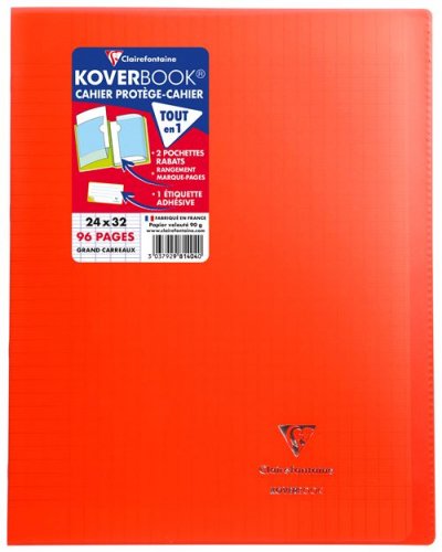 CLAIREFONTAINE Cahier de 96 pages Sey&egrave;s  Koverbook 24 x 32 cm Rouge
