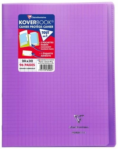 CLAIREFONTAINE Cahier de 96 pages Sey&egrave;s  Koverbook 24 x 32 cm Violet