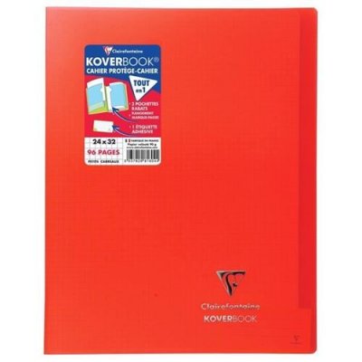 CLAIREFONTAINE Cahier Koverbook 24x32cm 96p Petits Carreaux Rouge  - Le Cahier