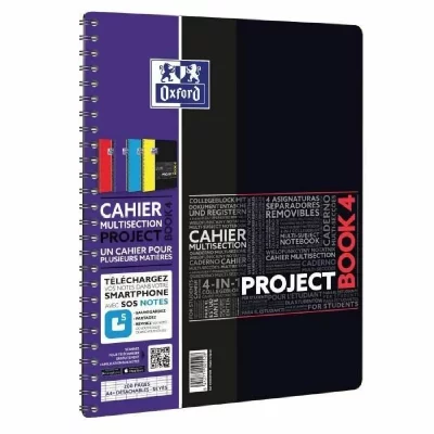 OXFORD Cahier  Projectbook - spiral&eacute; - couverture polypro - 200 pages - sey&egrave;s - 23,3 x 29,8 cm