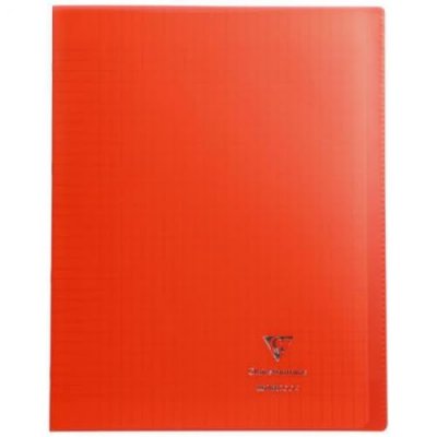 CLAIREFONTAINE Cahier piqu&eacute; polypro Koverbook 24x32cm 48 pages grands carreaux rouge transparent