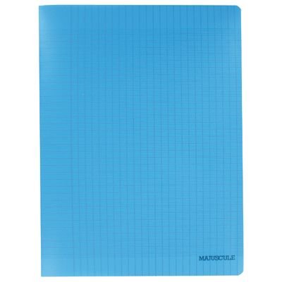 MAJUSCULE Cahier Piqure 48 Pages Couverture Polypropyl&egrave;ne 24x32cm Seyes 90g Bleu