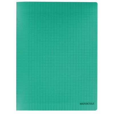 MAJUSCULE Cahier Piqure 48 Pages Couverture Polypropyl&egrave;ne 24x32cm Seyes 90g Vert