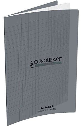 CONQUÉRANT SEPT Cahier piq&ucirc;re 96 pages 17x22 cm, sey&egrave;s 90g. couverture polypropyl&egrave;ne: Gris