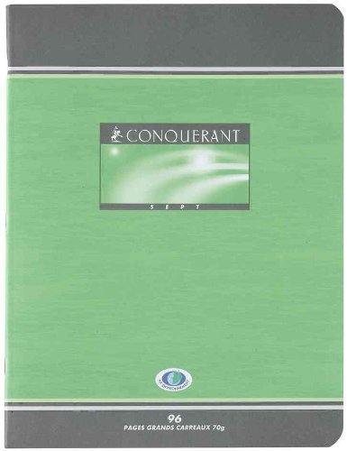 CONQUERANT Cahier piqures  grand carreaux A4 192p 70g