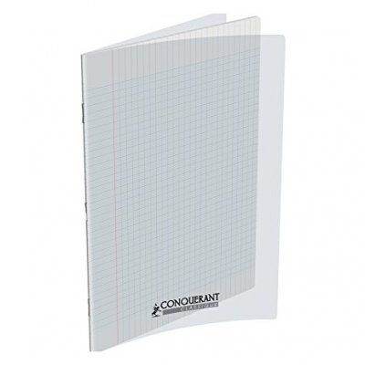 CONQUERANT Cahier Polypro incolore 24x32  Grands Carreaux S&eacute;y&egrave;s 140p 90g