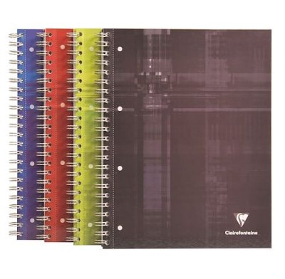 CLAIREFONTAINE Cahier spirale Bind'o block A4+ 22,5 x 29,7 cm perfor&eacute; petits carreaux 240 pages - Assorties -
