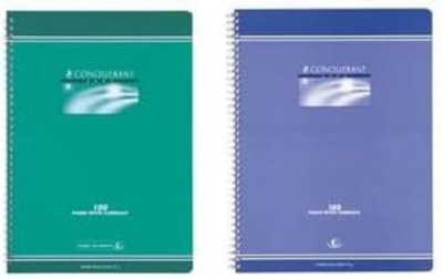 CONQUERANT Cahier spirales  grand carreaux 17x22 180p 70g
