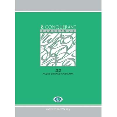 CONQUERANT Cahiers Conqu&eacute;rant - Piq&ucirc;re 17x22 cm - 48 pages - grands carreaux