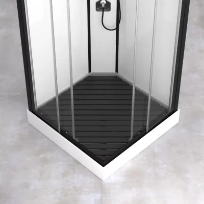 AURLANE Caillebotis carr&eacute; en bois composite - Noir - 90 x 90 cm